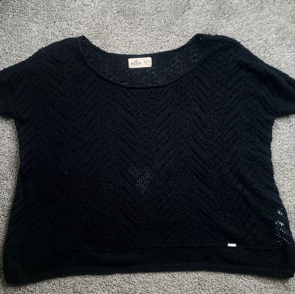 Hollister Navy Crochet Top